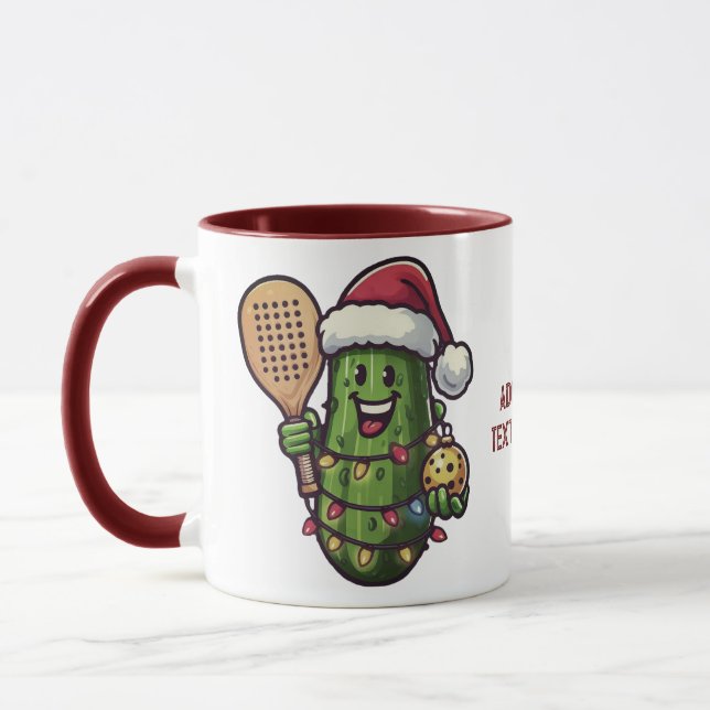 Pickleball Weihnachts-Gurke Santa Sportliebhaber Tasse (Links)
