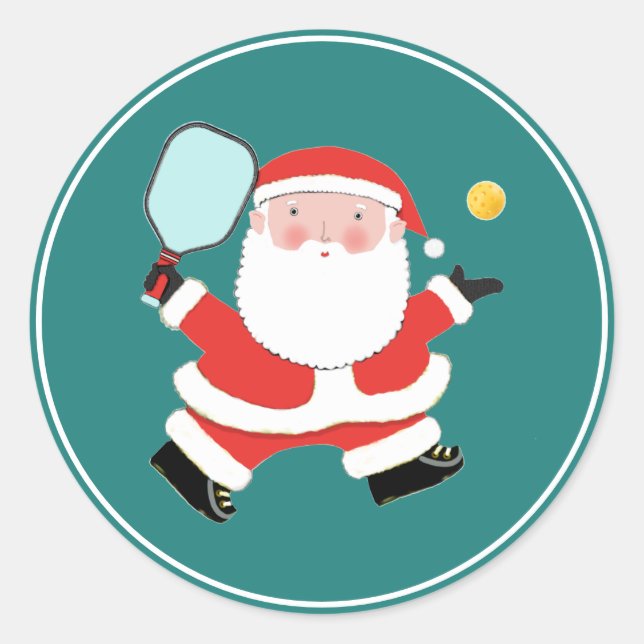 Pickleball Weihnachts-Klassiker Runder Aufkleber (Vorderseite)