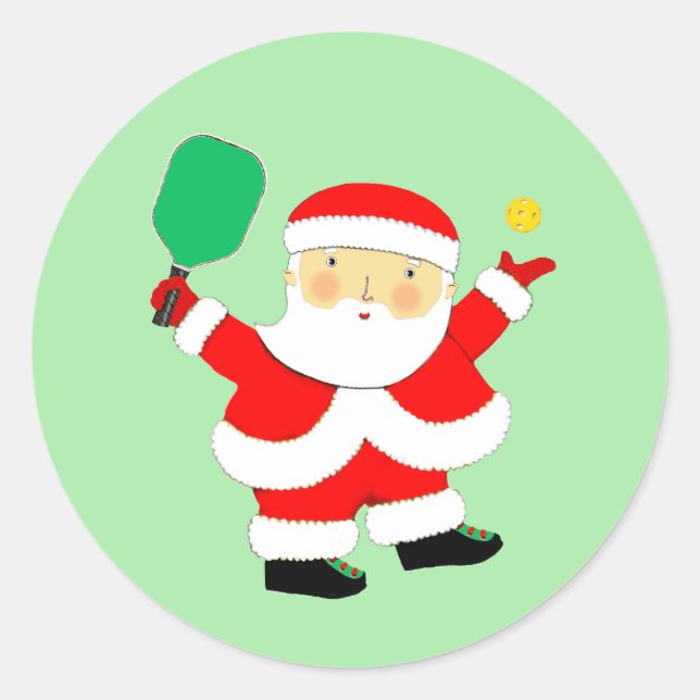 Pickleball Weihnachts-Klassiker Runder Aufkleber (Vorderseite)