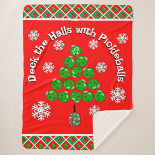 Pickleball-Weihnachtsbaum-Flur-Dekoration Rot Grün Sherpadecke