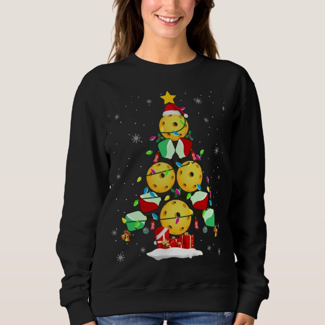Pickleball Weihnachtsbaum Santa Pickleball Sweatshirt (Vorderseite)