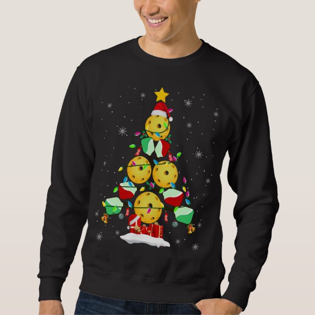 Pickleball Weihnachtsbaum Santa Pickleball Sweatshirt (Vorderseite)