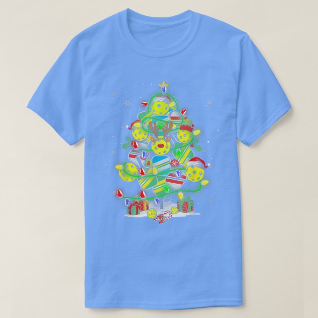 Pickleball Weihnachtsbaum Santa Pickleball T-Shirt (Design vorne)