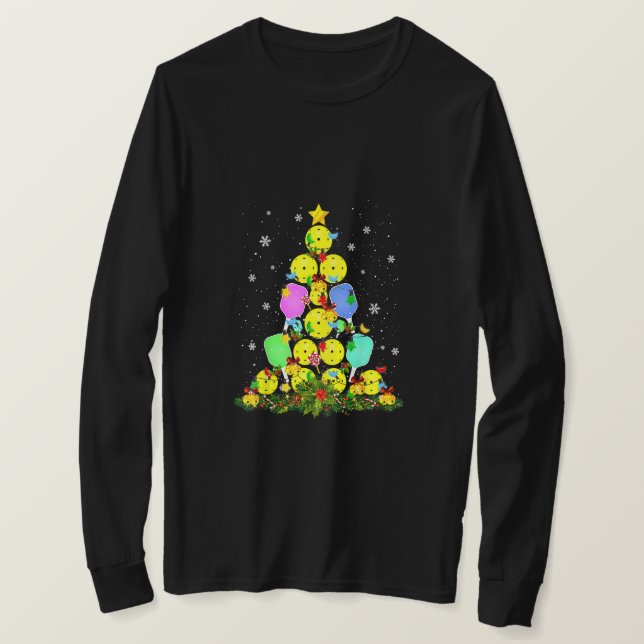 Pickleball Weihnachtsbaum Santa Pickleball X Mas L T-Shirt (Design vorne)