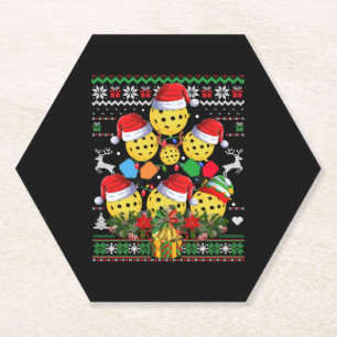 Pickleball Weihnachtsbaum Ugly Sweater Santa Paddl Untersetzer
