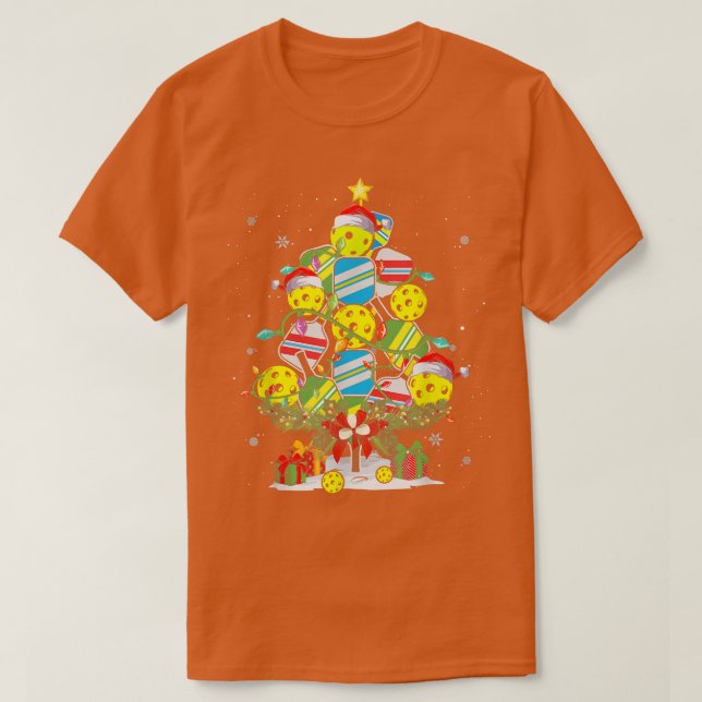 Pickleball Weihnachtsbaum WeihnachtsLICHT T-Shirt (Design vorne)