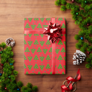Pickleball-Weihnachtsbäume und rote grüne Ornament Geschenkpapier