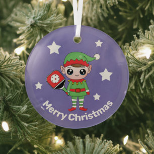 Pickleball Weihnachtself, Glasschmuck Ornament Aus Glas