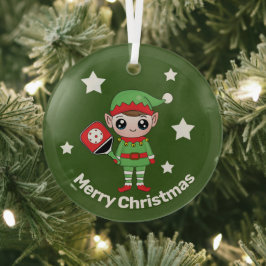 Pickleball Weihnachtself, Glasschmuck Ornament Aus Glas