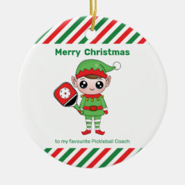 Pickleball Weihnachtself, Keramik Ornament