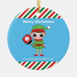 Pickleball Weihnachtself, Keramik Ornament