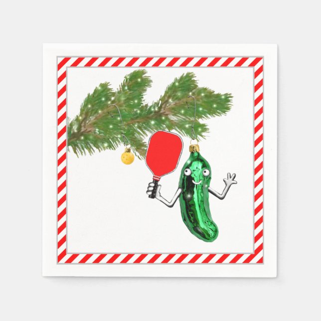 Pickleball Weihnachtsfeier Serviette (Vorderseite)