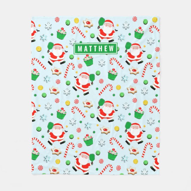 Pickleball Weihnachtsfeiertag Fleecedecke (Vorderseite)