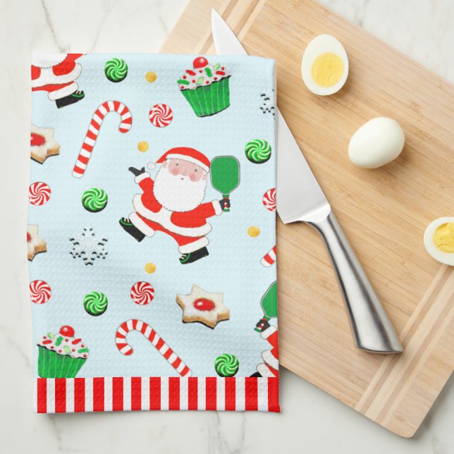 Pickleball Weihnachtsfeiertag Geschirrtuch (Viertel Falte)