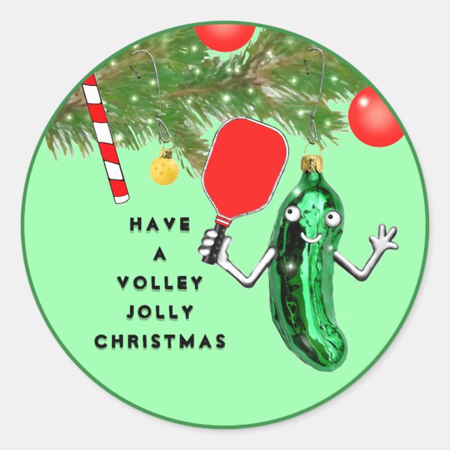 Pickleball Weihnachtsfeiertag Runder Aufkleber (Vorderseite)