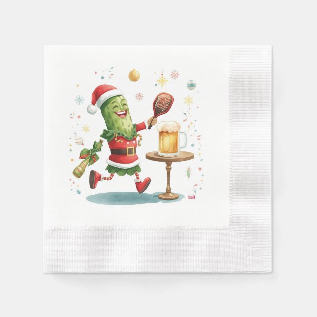 Pickleball Weihnachtsfest mit Bier Serviette (Vorderseite)