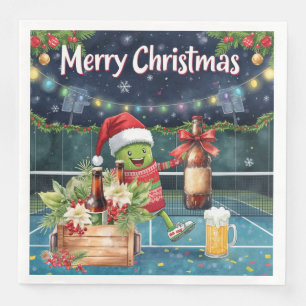 Pickleball Weihnachtsfest mit Bier Serviette