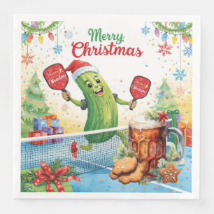 Pickleball Weihnachtsfest mit Bier Serviette