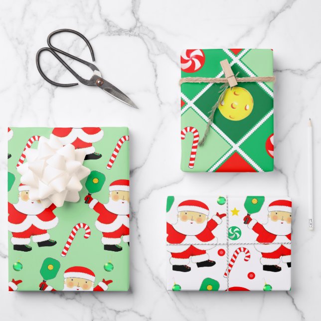 Pickleball Weihnachtsgeschenk Wrapping Paper Geschenkpapier Set (Vorderseite)