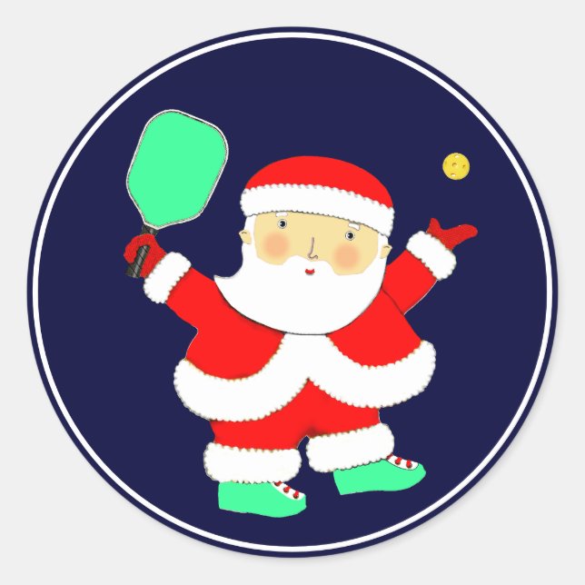 Pickleball Weihnachtsklassiker-Rundum-Aufkleber Runder Aufkleber (Vorderseite)