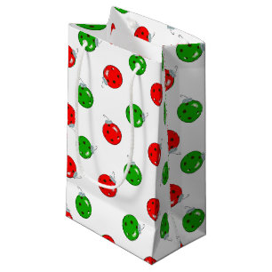 Pickleball Weihnachtsschmuck Red Green auf White Kleine Geschenktüte