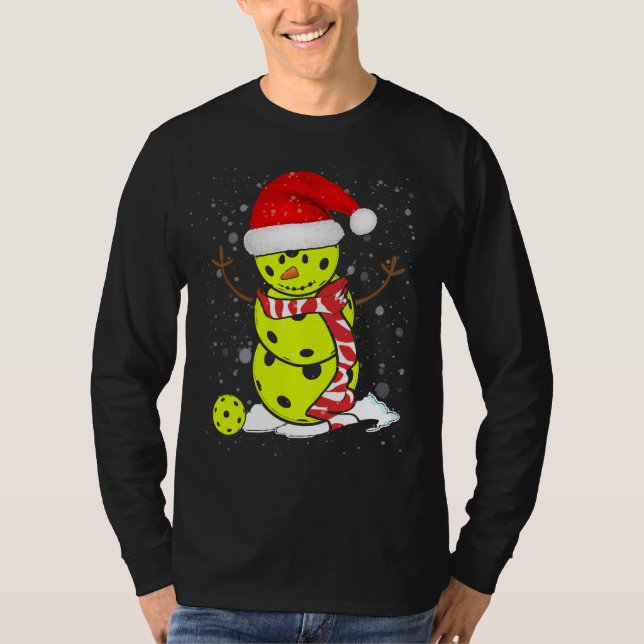 Pickleball Weihnachtsschneemann mit Hut des Weihna T-Shirt (Vorderseite)