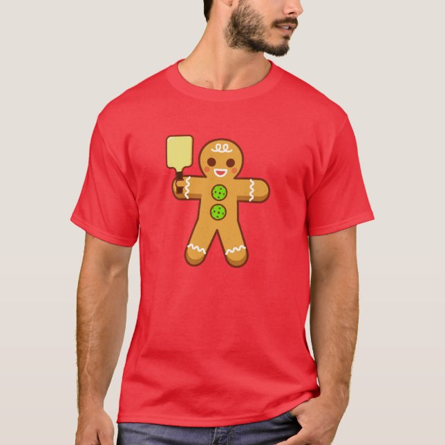 Pickleball WeihnachtsT - Shirt - Gingerbreadman (Vorderseite)