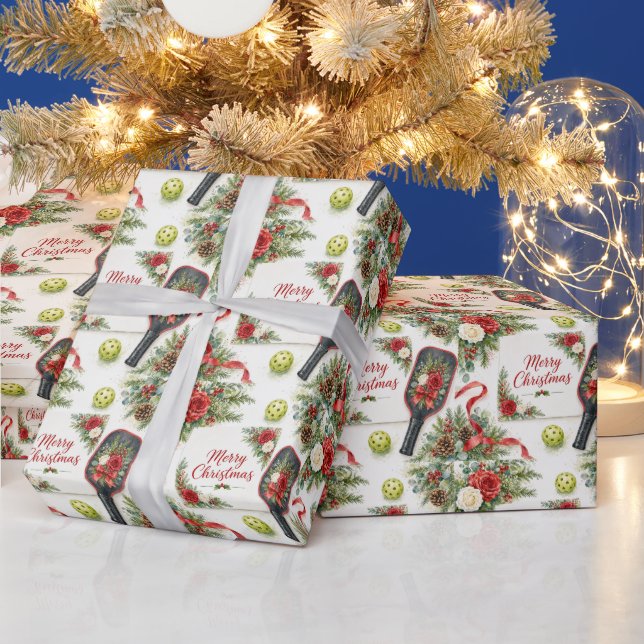 Pickleball Weihnachtsthema  Geschenkpapier (Feiertage)
