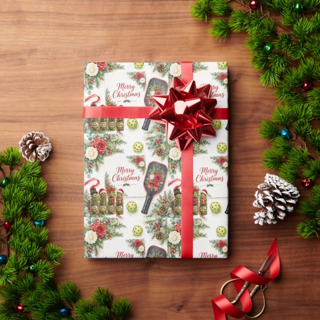 Pickleball Weihnachtsthema  Geschenkpapier (Feiertagsgeschenk)