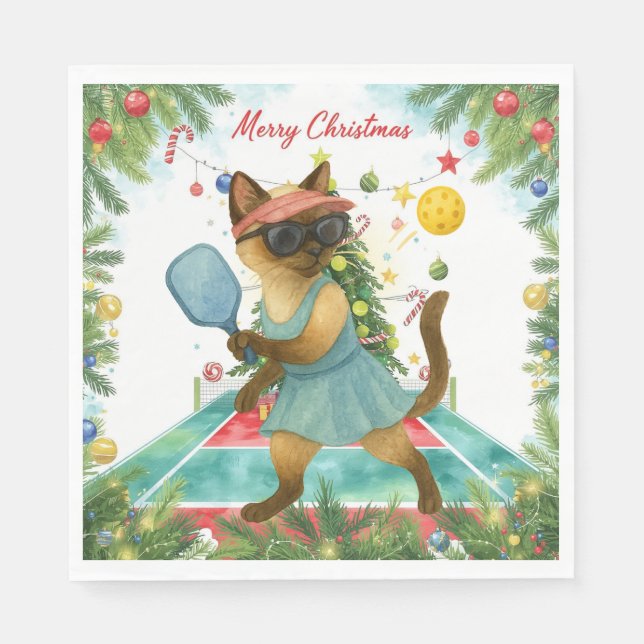 Pickleball Weihnachtsthema  Serviette (Vorderseite)