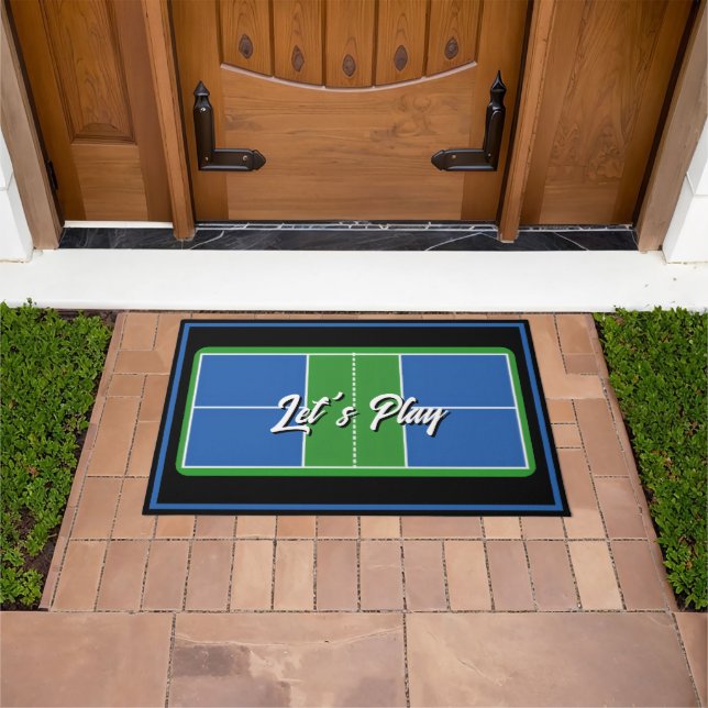 Pickleball Welcome Mat Blue Green Personalized Fußmatte (Außenbereich)
