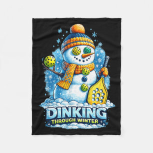 Pickleball-Winter-Schneemann dinkt durch den Winte Fleecedecke