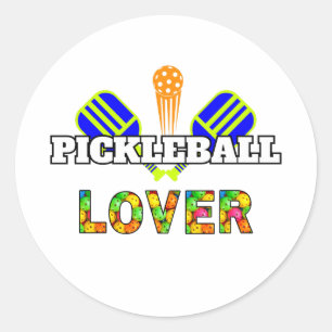 Pickleball Word Crosspaddles Ball Lover Design Runder Aufkleber