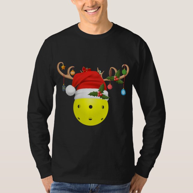 Pickleball Xmas Gift Reindeer Weihnachtsmannmütze  T-Shirt (Vorderseite)
