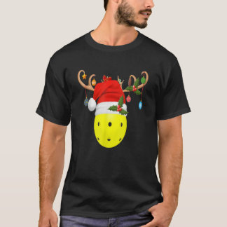 Pickleball Xmas Gift Reindeer Weihnachtsmannmütze  T-Shirt