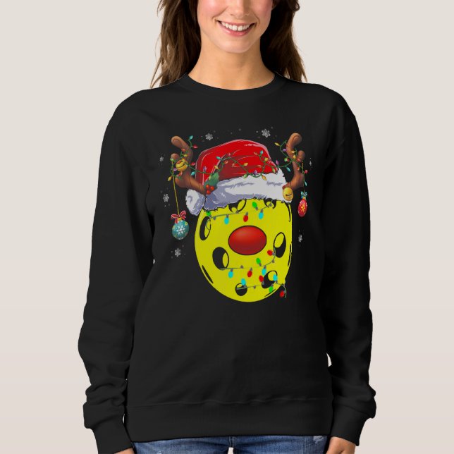 Pickleball Xmas Reindeer Weihnachtsmannmütze Pickl Sweatshirt (Vorderseite)