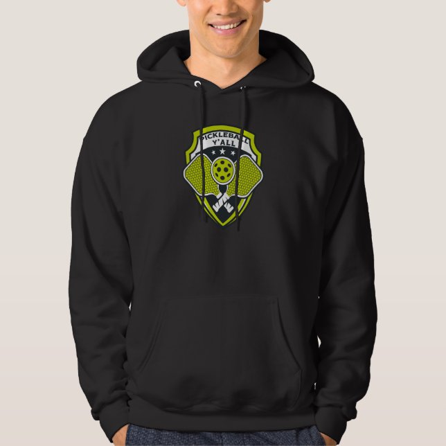 PICKLEBALL Y'ALL Paddle Pickle Ball Crest Meme Hoodie (Vorderseite)