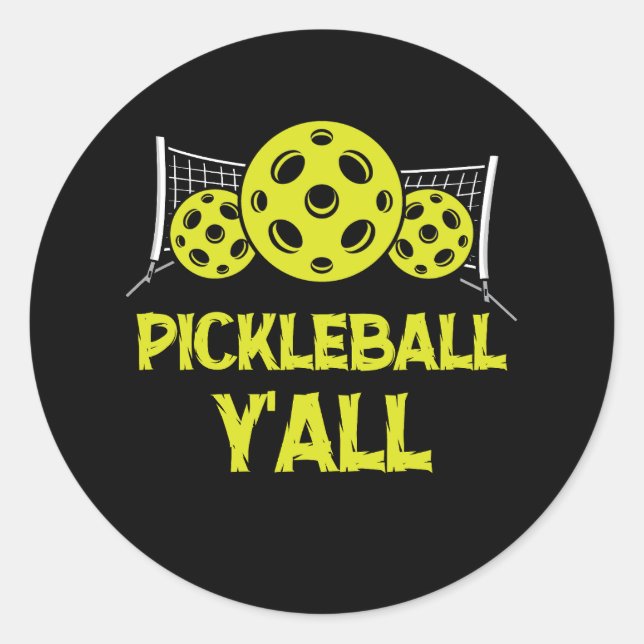 Pickleball Y'all Pickle Ball Funny Spaß Sports Fly Runder Aufkleber (Vorderseite)