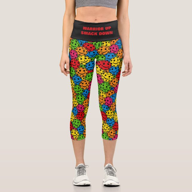 Pickleball Yoga Krieger Klettern Capri Leggings (Vorderseite)