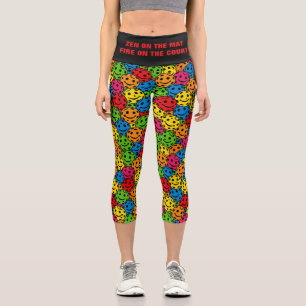 Pickleball Yoga Zen auf der Matte Capri Leggings