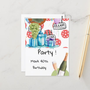Pickleball zum Thema Geburtstagsparty Postkarte