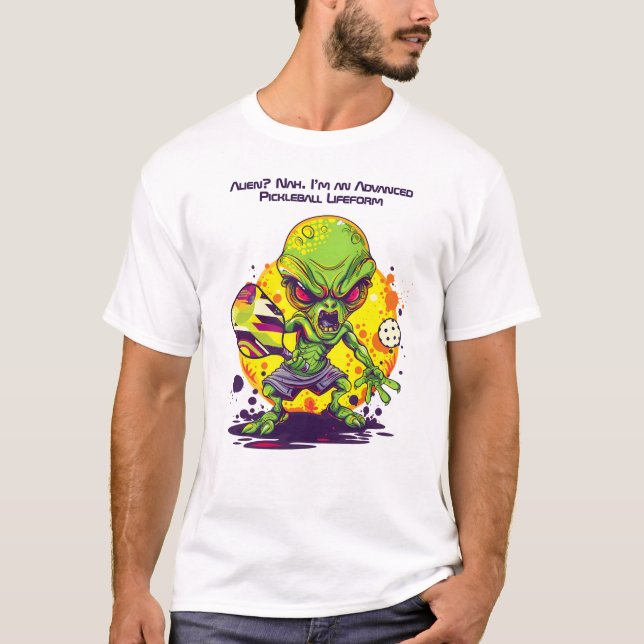 👽 Pickleballer vom Platz aus T-Shirt (Vorderseite)