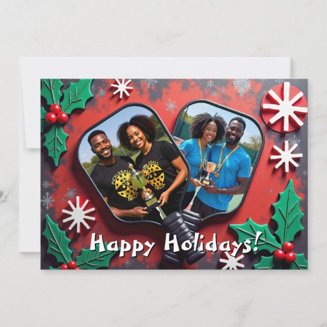 Pickleball🎅Merry Match Point! Feiertagskarte (Vorderseite)