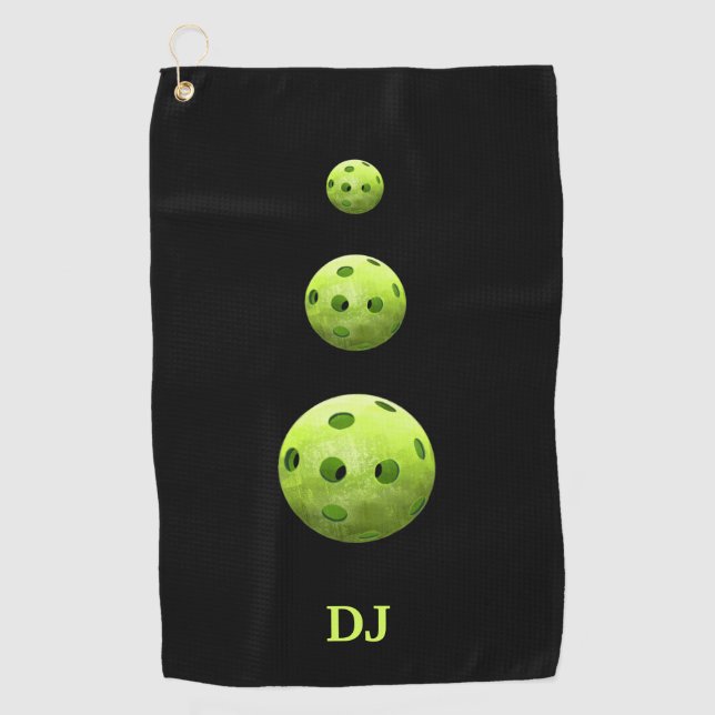 Pickleballs Green Initials Sweat Towels Golfhandtuch (Vorderseite)
