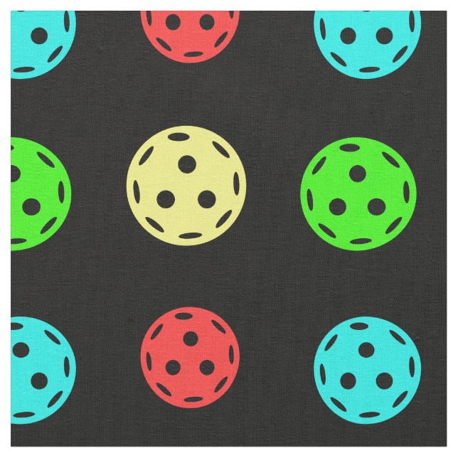 Pickleballs Pattern Schwarzer Hintergrund Stoff (Nahaufnahme)