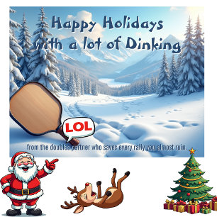 Pickleball🎅Snowball Rettungen & Paddle Lob Feiertagskarte
