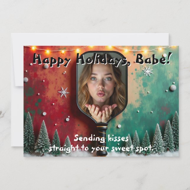 Pickleball🎅Sweet Spot & Snowflakes Feiertagskarte (Vorderseite)