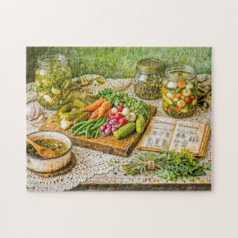 Pickled Cucumbers and Fresh Vegetables in Rustic V Puzzle