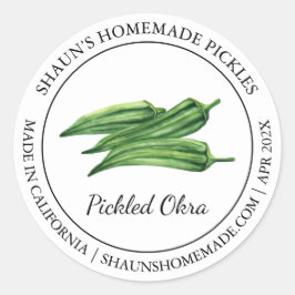Pickled Okra Modernes Label Runder Aufkleber