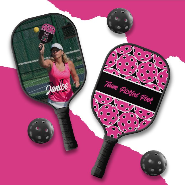 Pickled Pink Monogram Full Foto Pickleball Paddel Pickleball Schläger (Von Creator hochgeladen)